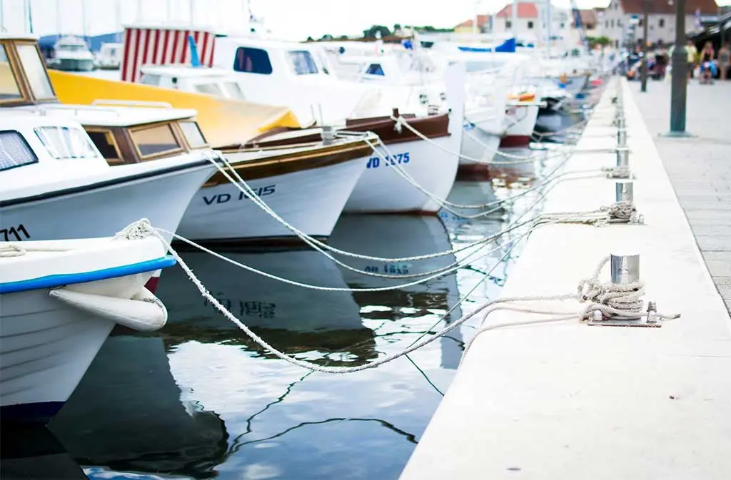 Boats docked at a boat ramp