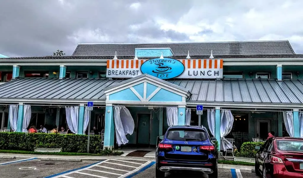 Storefront to Doreen's Cup of Joe restaurant in Marco Island